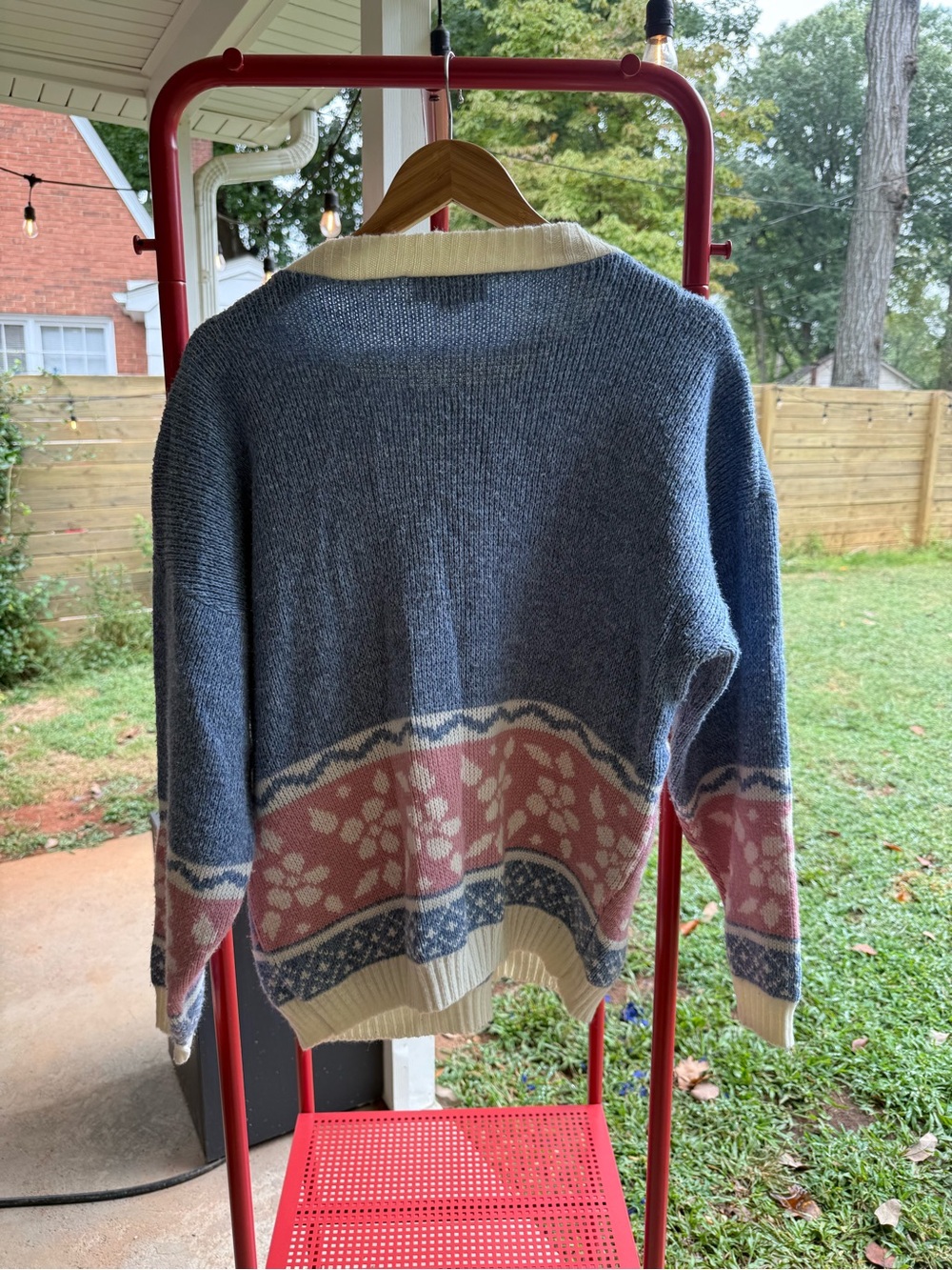 Cozy Blue & Pink Patterned Polar Bear Sweater - Picture 3 of 3